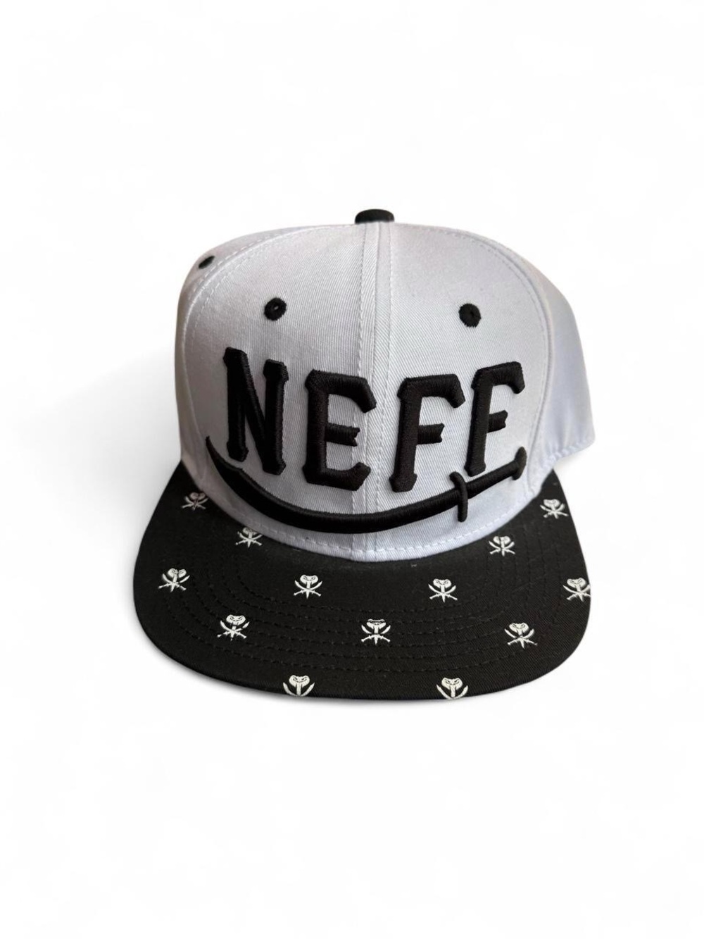 Neff Kids White and Black Smiley Logo Snapback Hat